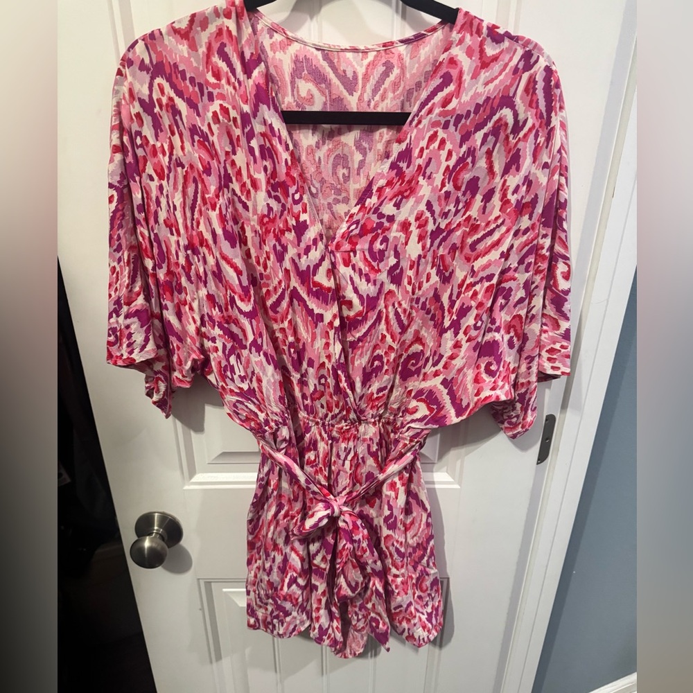 Pink Patterned Women's Romper